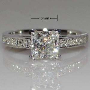 💯 NEW 2CT PRINCESS CUT 925 STERLING SILVER DIAMOND RING